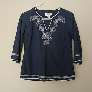 Beautiful talbots blue embroidered shirt